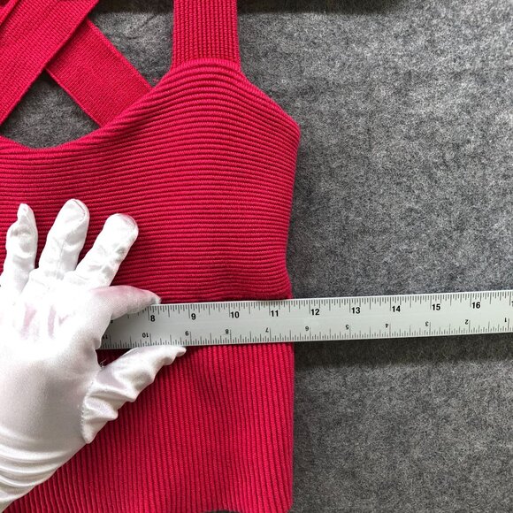 Abercrombie & Fitch Cropped Knit Cami Top Womens S Pink Ribbed Tank Cross Back - Picture 10 of 10